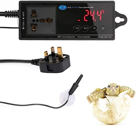 AUOKER Digital Thermostat Controller, Smart LED Temperature Controller Outlet Thermostat Heating & Cooling, -40~212 ℉, W/Sensor for Seed Germination, Reptiles, Brewing and Heat Mat -16A