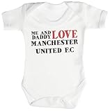 TRS - Me & Daddy Text Love Manchester United Baby Bodysuit / Babygrow 100% Cotton