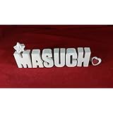 Beton, Steinguss Buchstaben 3 D Deko Schriftzug Namen MASUCH als Geschenk verpackt!