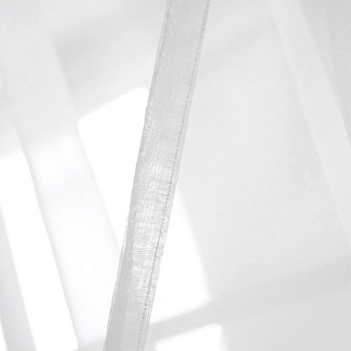 Deconovo Ösenvorhang Transparent Vorhang Voile Gardinen Voile 245×140 cm Weiß 2er set - 7
