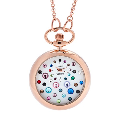 Orologio Donna, Think Positive, Modello SE W117R Star Dust Rosè, Cipollone Con Catena In Acciaio, Orologio Analogico Fashion, Mix Bianco