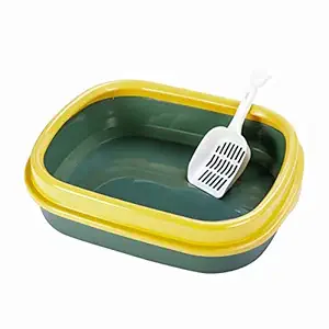 CAT Litter Box Tray with Free Scooper Suitable for All Cat Breeds & Kittens ( Colour May Vary)