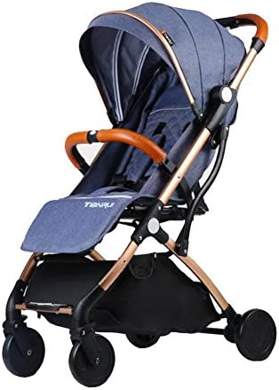 YXINY Pushchairs Prams Pull Rod Type Strollers Ultraportability Can Sit Can Be Lie Down High Landscape Children's Folding Umbrella Car Baby Bb Trolley Pushchair ( Color : Cowboy blue )