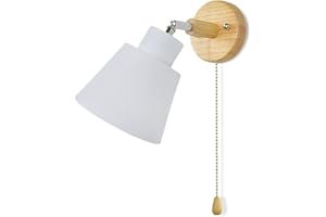 LZGS GO SWING BANDS Applique Murale Avec Interrupteur à Tirette Rotation Libre à 350° Lampe De Chevet RéTro Moderne Macaron Applique En Bois E27 Applique Murale Interieur Convient Pour Salon Et Chambre (Blanc 3)
