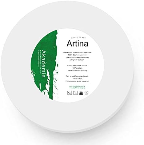 Artina Round Canvas 90 cm Ø Diameter 17mm Edge Blank Stretched Artists Gesso Double Primed Cotton Framed Art Canvas