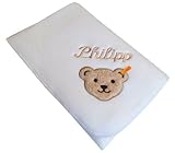 Baby-Fleecedecke mit Ihrem Wunsch Namen bestickt creme / wollweiß / cloud dancer 90 cm x 60 cm Steiff Collection