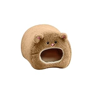 Pixnor Caseta para ratones, hámster, jaula de invierno, cálida, Hamaca, con diseño de simpático oso, casa con cama