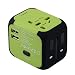 Produktbild SNOWINSPRING Universelle Reiseadapter Elektrische Stecker Steckdosen Konverter US/AU/UK/EU mit Dual USB Lade 2,4A LED Power Anzeige (Gruen + schwarz)