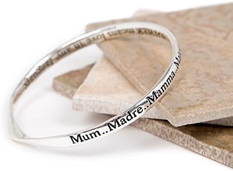 Silver Plated Message Bangle-Mother in any Language
