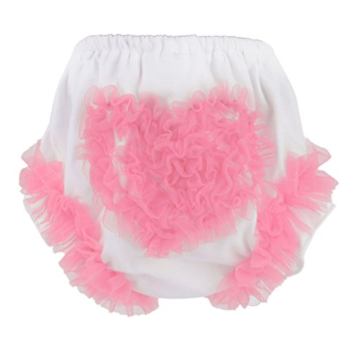 Heart Pattern Baby Girl Cotton Bloomers Diaper Cover Pant for 0-1 Yr S (White and Pink)