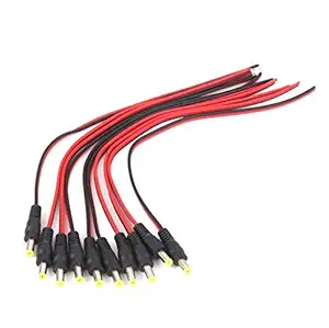 Technotech 10pack 10 inch 30cm 2.1 x 5.5mm Male DC Power Pigtail Connectors for CCTV Surveillance Camera (dc pin)