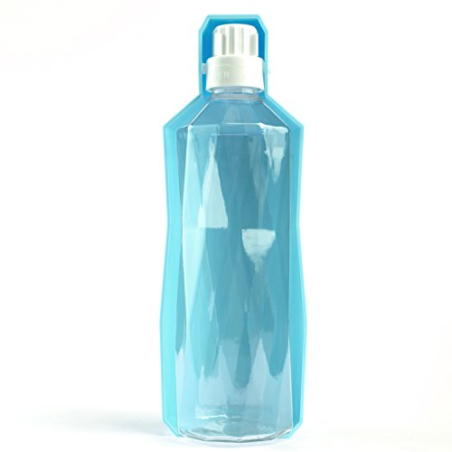 SLSON Chien Bouteilles d'eau de Voyage Portable pour Animal Domestique Bouteille d'eau Distributeur pour la Marche randonnée, 481,9 Gram Chien Chat Eau Feeder, Bleu