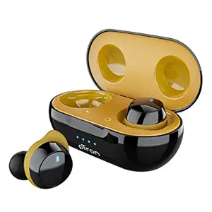 pTron Bassbuds Elite True Wireless in Ear Headphones with Mic (TWS), Bluetooth 5.0, Ergonomic Earbuds, Auto Pairing, Passive Noise Cancellation, Voice Assistance, Built-in Mic - (Black & Yellow)
