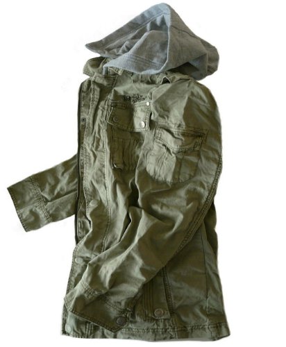Eight2Nine Herrenjacke by 9886 mit abnehmbarer Sweatkapuze leichte Jacke, M65 Style Blouson Neu MOD B52 oliv, M