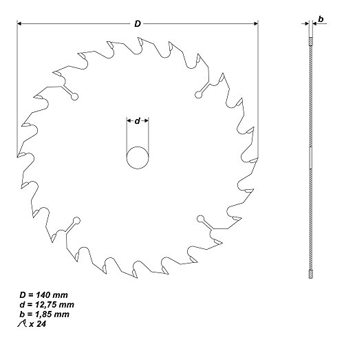 HM Kreissägeblatt Ø 140 x 12,75 mm 24 Zähne Sägeblatt für Hartholz Spannplatten - 4