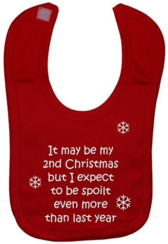 It may be my 2nd Christmas but I expect to be spoilt even more than last year. Baby Feeding Bib Velcro Attached 0 to approx 3 Years - Red