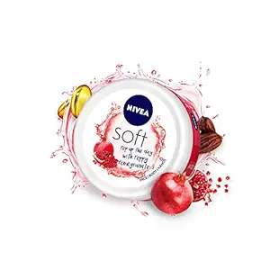 Nivea Soft Light Moisturizer Cream, Peppy Pomegranate, with Vitamin E & Jojoba Oil for Face, Hands and Body, 100 ml