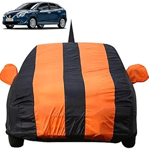 Autofact Car Body Cover for Maruti Baleno (2015 to 2021) with Mirror and Antenna Pocket (Light Weight, Triple Stitched, Heavy Buckle, Bottom Fully Elastic) (Maruti Baleno, Orange)