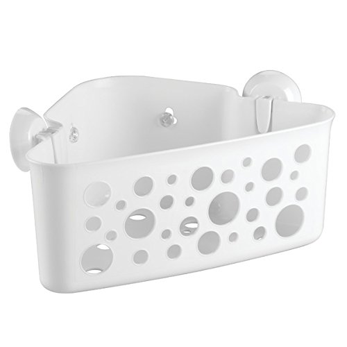 InterDesign 09552EU Bubblz Power Lock Ultra Dusch-Eckkorb fürs Bad für Kinder und Babys für Shampoo, Conditioner, Seife PET 30,48 x 20,95 x 14,61 cm, Weiß