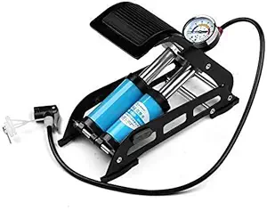 TRADY Dual-Cylinder Foot Pump Portable Foot Air Pump with 120PSI (8 bar) Accurate Pressure Gauge & Smart Valve for Bicycle, Motorcycle, Car Pumping, Ball, Scooter, Toys Balls Inflatable