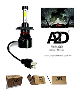 A2D 193 3-Side Led H4 Hs1 Bike Headlight Bulb High Low Beam White for Hero Passion Plus