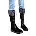 Produktbild TianWlio Boots Stiefel Schuhe Stiefeletten Frauen Herbst Winter Flache Schnürschuhe aus Wildleder mit Runde Zehe Halten Warme Mittlere Schneestiefel Weihnachten Schwarz 35