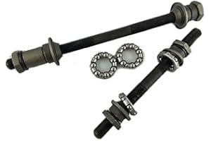 HpLive Juego de 2 ejes delanteros y traseros sólidos para bicicleta, eje trasero y delantero, eje delantero de 108 mm, eje trasero de 145 mm con rodamientos de bolas de 1/4, 3/16