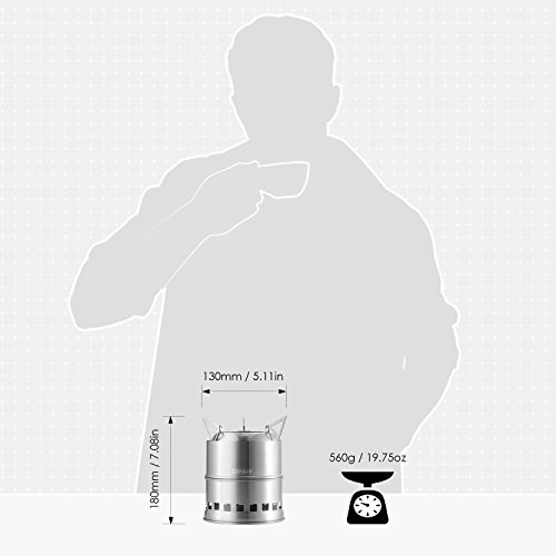Canway Holzofen Holzvergaser Holzkocher Holzofen Camping Kocher Herd aus Edelstahl für Picknick, Wandern, Camping - 6