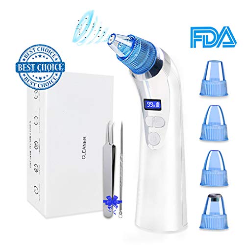 Limpiador de Poros 4 en 1 Limpiador Puntos Negros y Espinillas Electrónico 4 Cabezales 5 Velocidades Potente Extractor Succionador de Poros para Quita Limpia Blackhead Puntos Negros Poros Aspirador