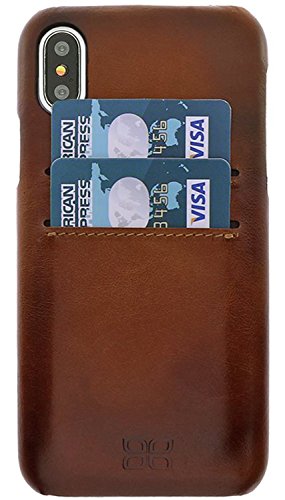 Preisvergleich Produktbild Bouletta Apple iPhone X Hülle / Handyhülle / Leder Schutz-Hülle mit Kartenfach / Ledertasche / Handytasche / Schutzhülle / Cover / Case / Tasche / unterstützt QI-Ladung / Retro Design (Crazy Cognac)