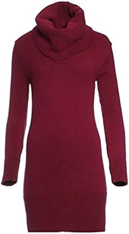 Candy ClothingWomens Top Knitwear Cowl Neck Jumper Dress Knitted Cable Long Bodycon Mini Size 10-24 (XL 14 16, Wine)