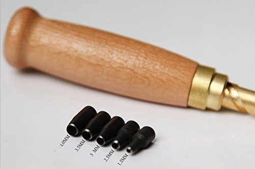 asentechuk® Holz Griff Automatische Schraube Locher Leder Gürtel Bohrmaschine Werkzeug mit 6 Lochpfeifen, Spitze - 6