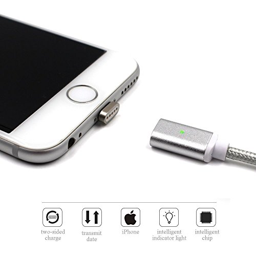 Magnetische Lightning auf USB Kabel  Lively Life 2 Kable   1 Magnetischer Blitzkopf Nylon Geflochten Ladekabel mit LED-Anzeige f  r iPhone  iPad Air  