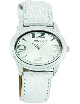 Oozoo Kinder-/ Mädchenuhr JR196 - silberfarben - Lederband - 38 x 30 mm