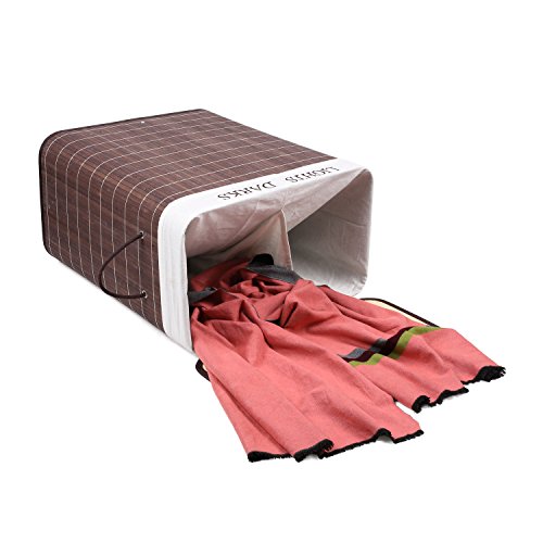 Femor Faltbar Wäschesammler Bambus Leinen 100L – 54x33x59.5 cm Wäschekorb Wäschebox Wäschetruhe mit Deckel&Wäschesack (Braun) - 4