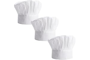 USTNIR Toque de Chef Cuisinier, 3 Pcs Toque de Cuisinier, Chapeau de Chef de Cuisine, Chapeau de Cuisine Réglable pour Cuisiner Pâtisserie Fournitures de Fête Maison Cuisine Ecole Restaurant