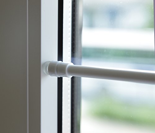 Klemmstange für Fenster Gardine Länge wählbar bis 120 cm, ausdrehbar mit Saugknopf (Weiß 80-120 cm) - 2