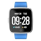 OASICS Fitness Armband, Smartwatch Wasserdicht IP68, Smart Watch für Herren Damen ， Y7 Bluetooth Smart Watch-Herzfrequenz-Farbbildschirm-Pedometer für Android für iOS (Blau)