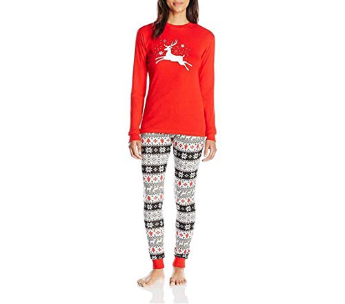 Preisvergleich Produktbild Swallowuk Weihnachten Pyjamas Weihnachts Nachtwäsche Xmas Elch Schlafanzug Lange Ärmel Sleepwear Langarmshirt Sweater Set Familie Kleidung (Mom XXL, Rot)
