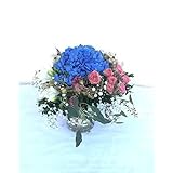 Blumenstrauß in Blau, Rosa und Weiß mit Hortensien und Rosen