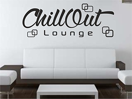 Wandtattoo Chill Out Retro Lounge Wohnzimmer Schlafzimmer Sprüche schwarz 150cm x 55cm