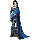 Manorath Women's Georgette Border Saree with Blouse Piece (Blue)