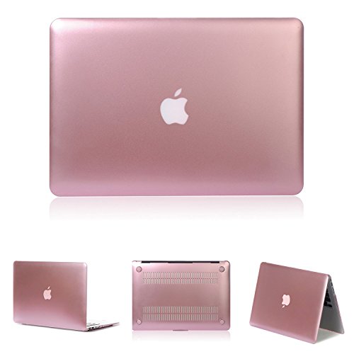 tinxi® Zweiteilige Matte Gummierte Harte Schutzhülle für Apple Macbook Air 13,3 Zoll (A1369 A1466) Laptop Hülle Cover Schale Schutz Tasche Etui Case Shell Hard Plastik Rosegold