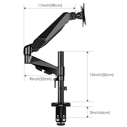 SIMBR Monitor Tischhalterung mit Federarm Schwenkbar Neigbar VESA 100×100 für LCD Monitor oder TV von 15 bis 27 Zoll max. Tragfähigkeit 8kg - 2