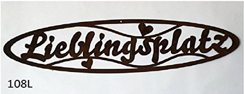 Schild "Lieblingsplatz" in Edelrost 10cm x 50cm