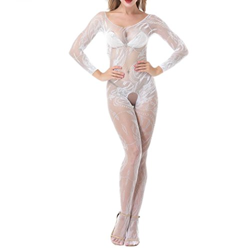 Preisvergleich Produktbild Dessous Lingerie Damen,Yanhoo Heiße Mode Unterwäsche Männer Elastische Mode Frauen reizvolle Wäsche Unterwäsche Frauen Sex-Wäsche Porno Hohlstück Conjoined (Weiß, Freie Größe)