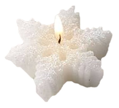 Preisvergleich Produktbild Woodega - Schneeflocken Glitzer Kerze, Weihnachten, Weiß