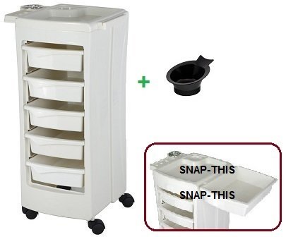 TekNoh Evo - 6 Tier - Salon Rolling Storage Trolley - White - (with Free Tint Bowl) - Hairdressers Hairdressing Spa Hair Stylist Beauty Barber Cart Drawers Roller