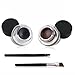VONISA Waterproof 2 in 1 Gel Eyeliner Set-Beauty Cosmetics Make Up Long-lasting Shadow Wear Gel Cream Eye Liners Brown and Black with Makeup Eyebrow Brush Kit + Cat Shaping Eye Liner Stencils