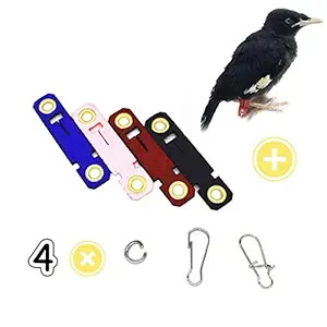 Bonaweite 4Pack Birds Foot Rings, Parrot Leg Bands Opening Feet Ring, Suede Cloth Bird Foot Protector Identification for Pigeons African Grey Cockatoo Macaw Ringneck Parakeet Cockatiel